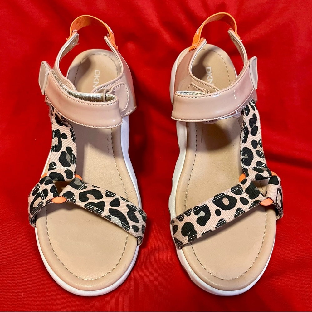 DKNY Leopard Print Sandals - Pink and Black